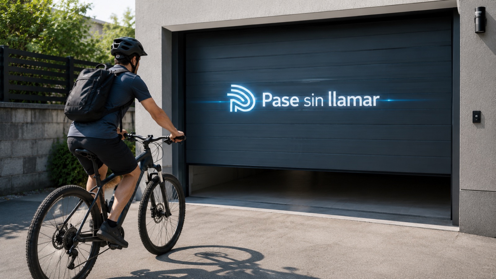 Ciclista llegando al garaje con Pase sin llamar